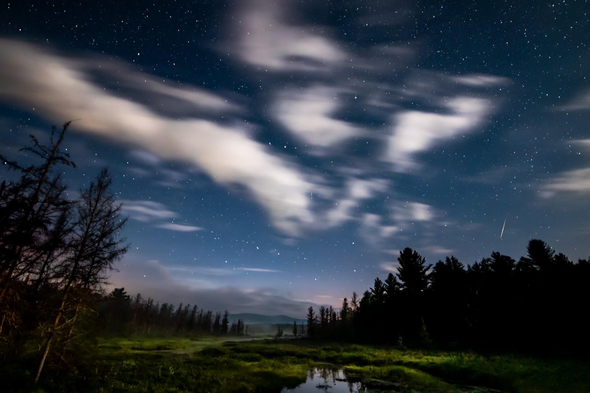 Perseid meteor over moonlit landscape in Vermont’s Northeast Kingdom [OC] [2560x1705]