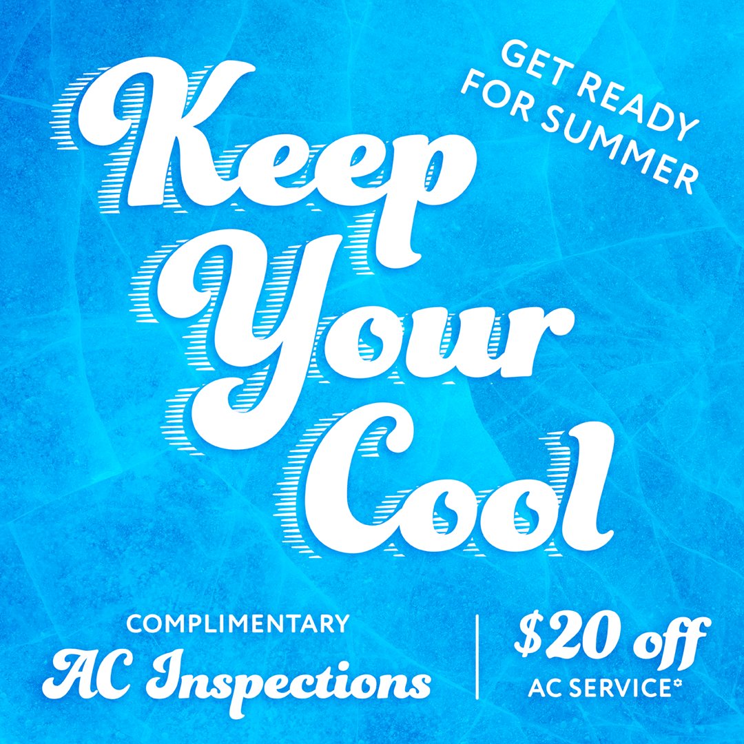 The key to a great summer is properly functioning AC! ☀ Come see us for a complimentary AC inspection and if anything needs to be fixed, we’ll give you $20 off your service! Schedule today: ow.ly/kzrg50RwcLx