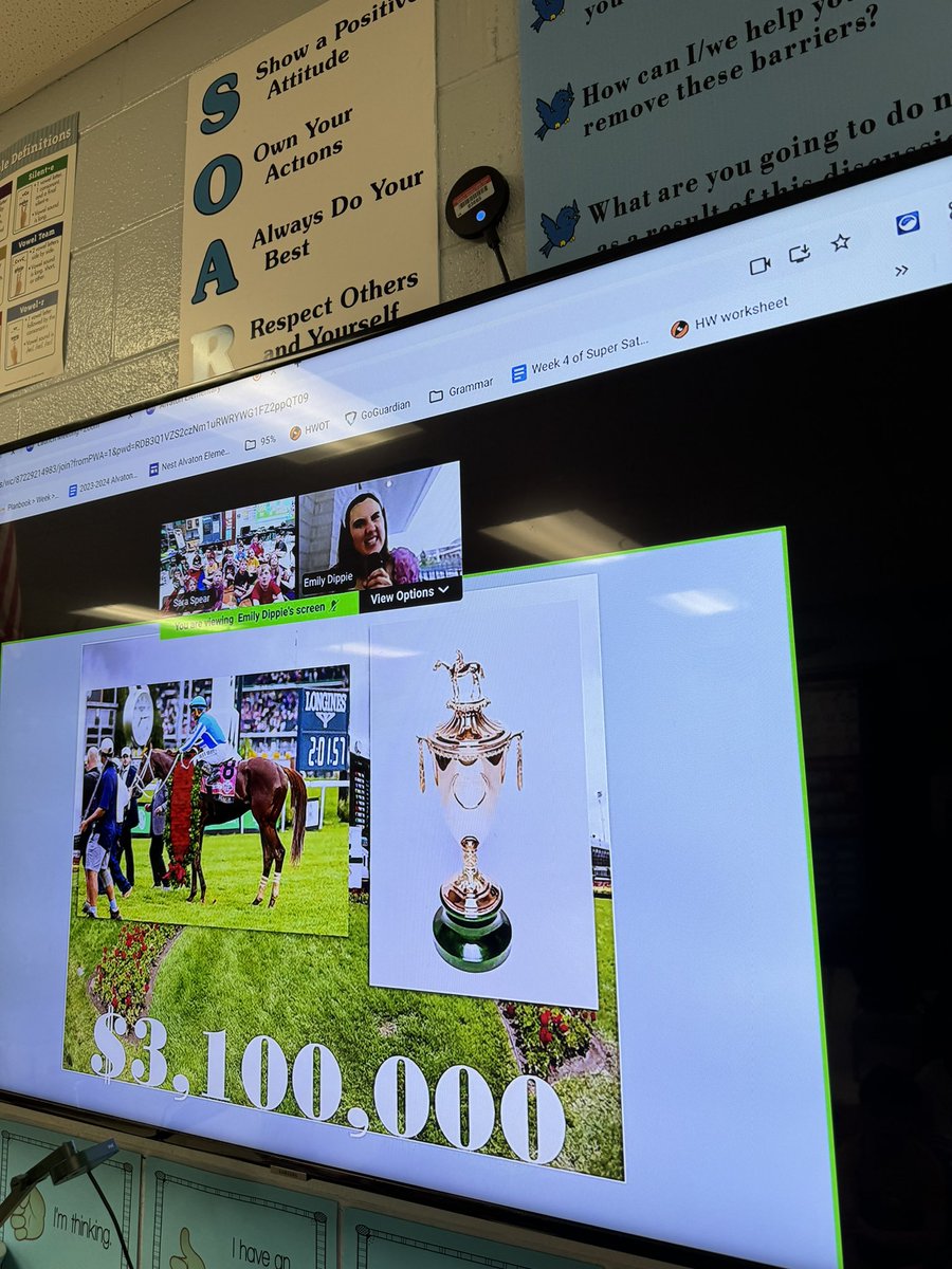 We enjoyed learning about Oaks Day and the Derby during our virtual field trip webcast with the Kentucky Derby Museum outreach program. @derbymuseum @AlvatonElem #AESPride