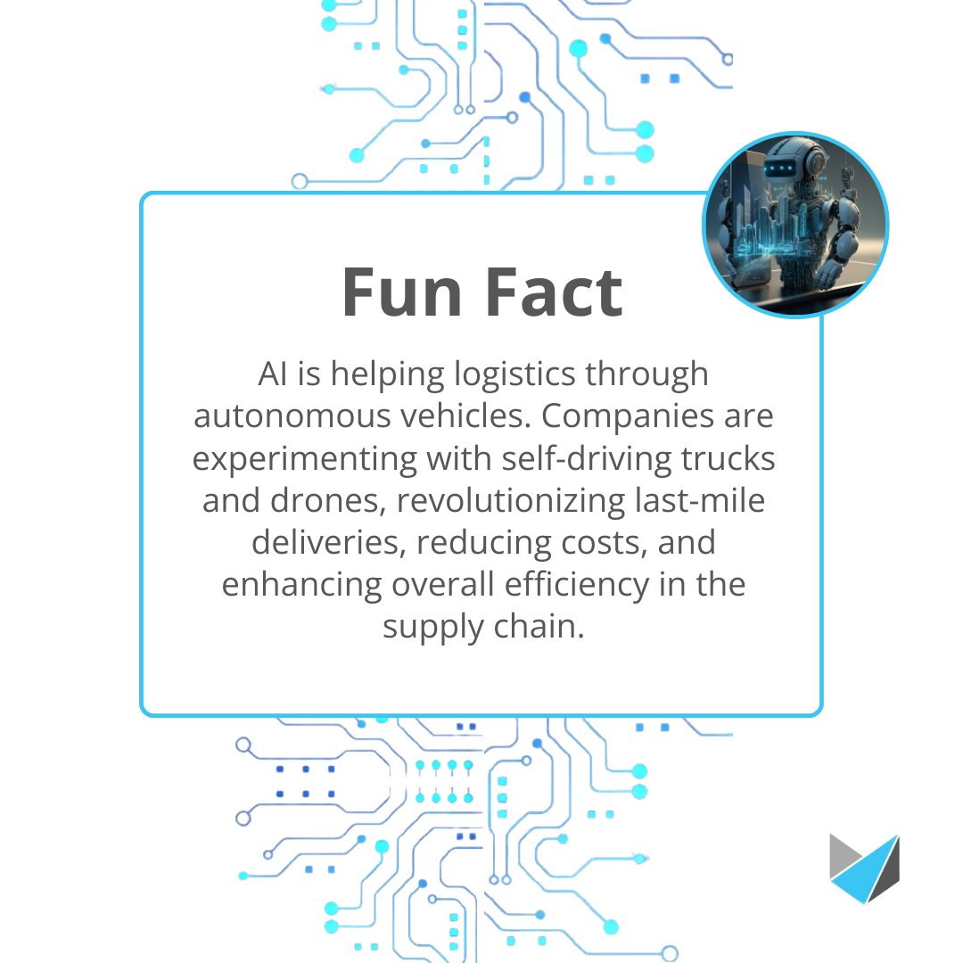 Fun Fact Friday! The future of logistics is here, and it's driven by artificial intelligence! 🤖

 #CRM #customerrelationshipmanagement #ERP #enterpriceresourceplanning #software #customsoftware #customersoftware #businesssoftware #businessintelligence #bigdata #BI