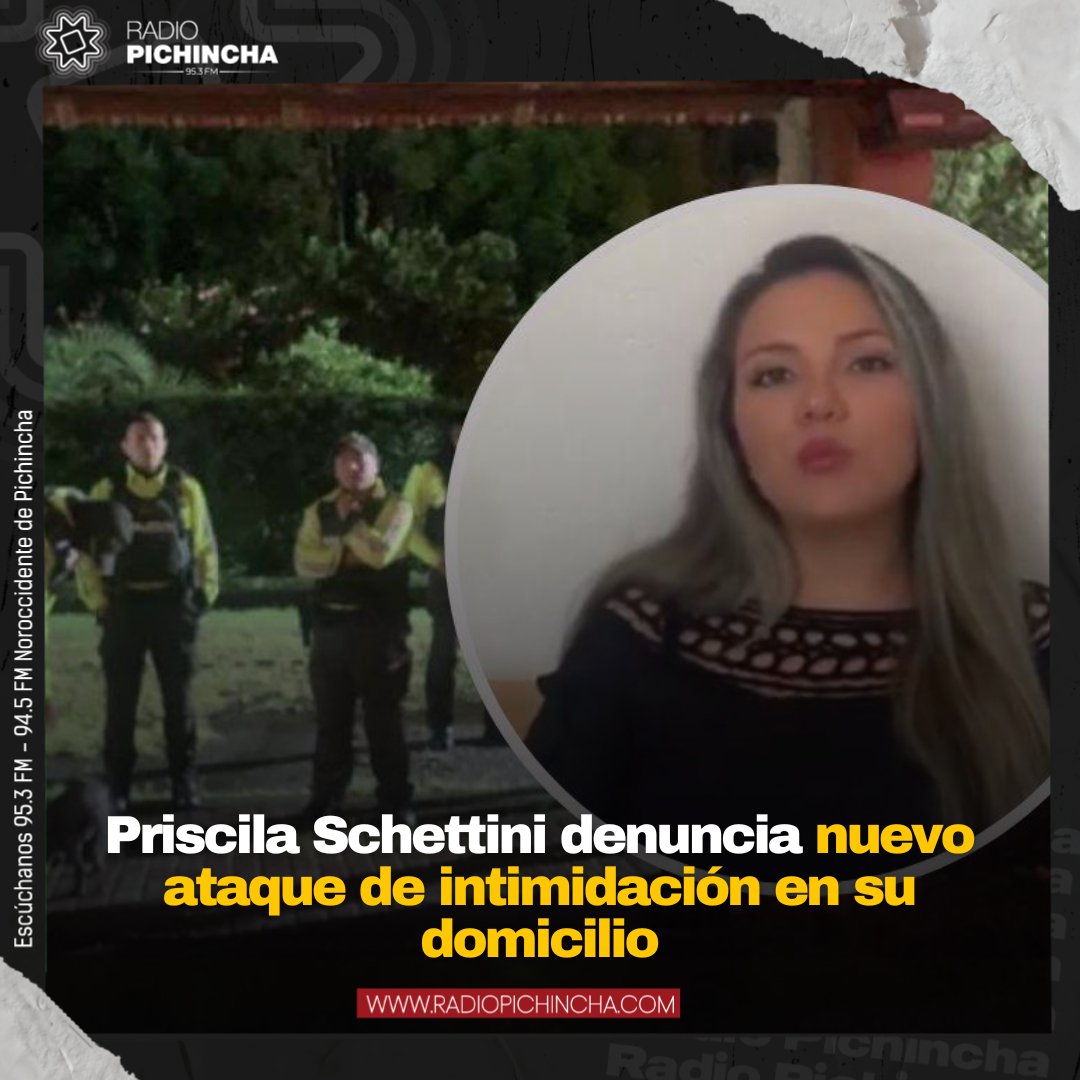 🛑#Atención | Cabe recordar que en febrero de este año, Priscila Schettini tuvo que salir del Ecuador, durante un tiempo, luego de un informe que alertaba de un 70% de riesgo de que atenten contra su vida. Los detalles⬇️ radiopichincha.com/priscila-schet…