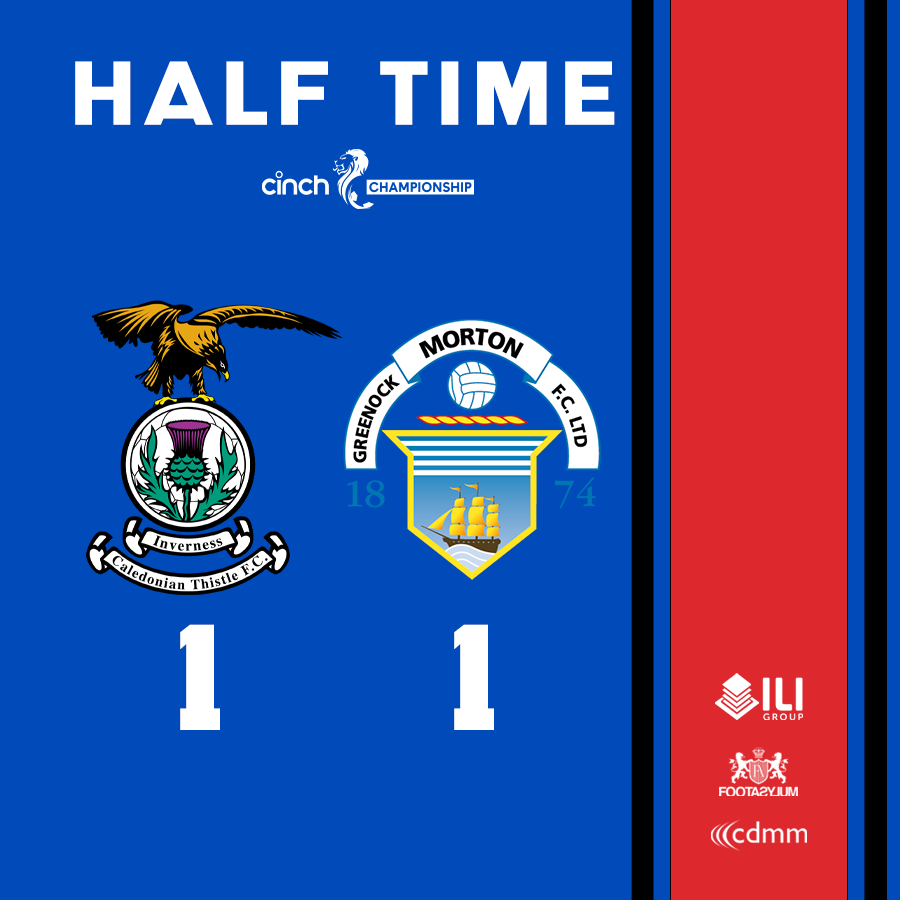 HALF TIME: ICTFC 1-1 Greenock Morton HT Draw Numbers 1st: 23840 2nd: 25942