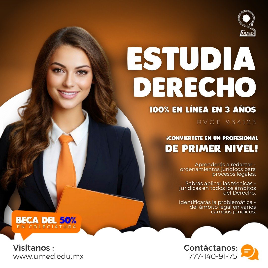 UMEDoficial's tweet photo. 📷 Convierte tu Pasión en tu Profesión con la Licenciatura en Derecho de UMED 📷
¿Listo para destacar en el mundo legal? En UMED, no solo te capacitamos; te preparamos para convertirte en el abogado líder que el futuro demanda.
#LíderesLegalesUMED #FuturoJurídico https://t.co/dM1XbGZsHD
