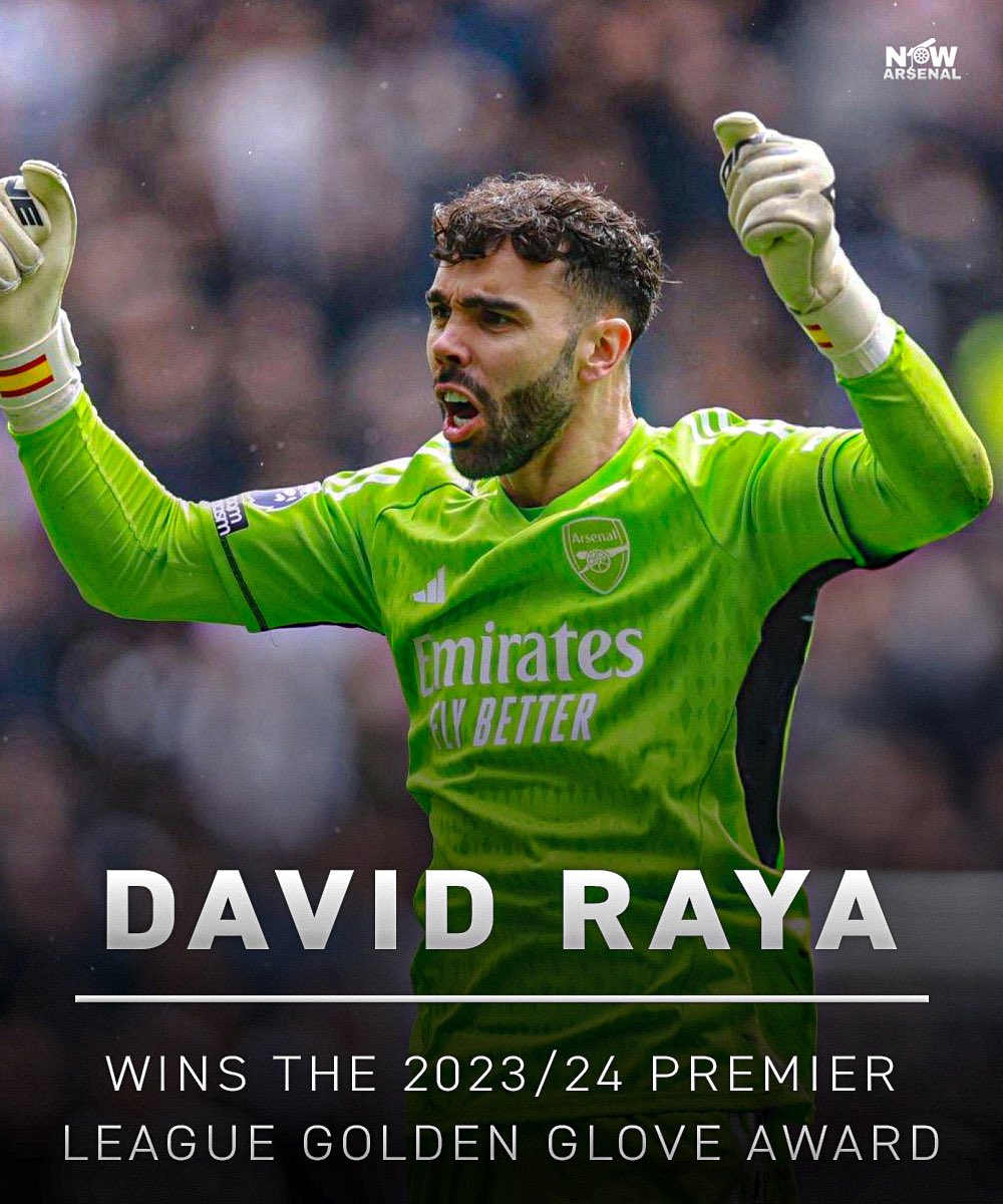 🚨OFFICIAL: David Raya wins the Premier League 2023/24 Golden Glove award. 🥇