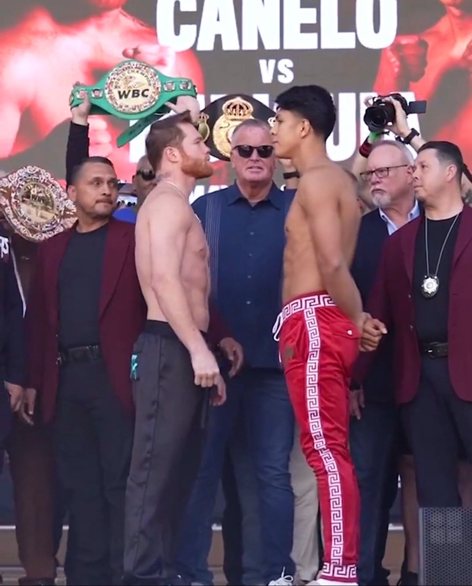 It’s on! @canelo 166.8 lbs and @jaimemunguia15 167.8 lbs tomorrow night from Las Vegas for Cinco De Mayo weekend. Style make fights #CaneloMunguia #Boxing #WarReady #CaneloMunguia