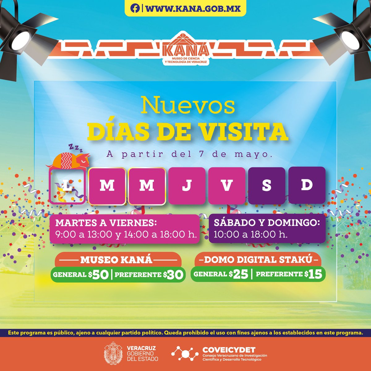 ¡Nuevos días de visita!🤩 📆 Aprovecha la oportunidad de visitar y descubrir el Museo Kaná en Xalapa, porque partir del 7 de mayo abrirá sus puertas de martes a domingo. Conoce los horarios aquí. ⤵️