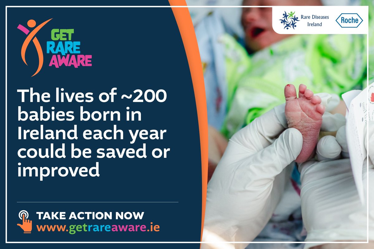 Newborn screening saves lives! Expanding the heel prick test panel will save & improve the lives of many more babies born in Ireland each year. Support our 2024 Get Rare Aware campaign and TAKE ACTION NOW. VISIT getrareaware.ie #GetRareAware #NBS