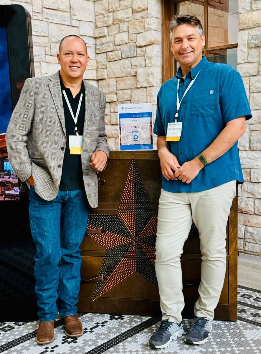 Today, Jack McBride and Sean D. Hammerle enjoyed welcoming everyone to ONQ’s sponsored lunch for the @StrategicRad Spring Summit in Grapevine, Texas. They were excited to talk about ONQ’s award-winning #patient #service centers and pioneering #roboticprocessautomation. #ONQ