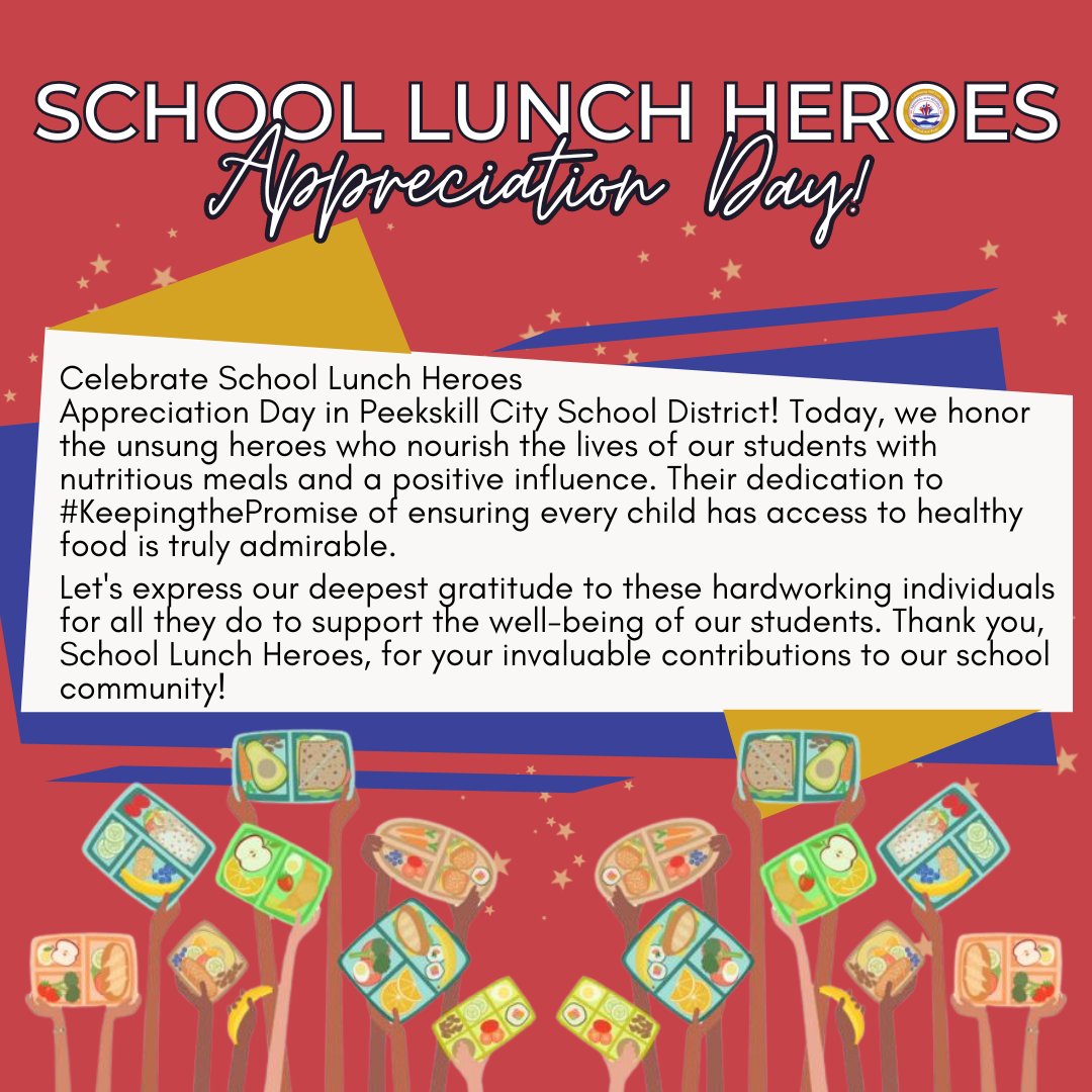 Today we pause to thank Food Service Director Mr. Andrew Weisman and all of our school lunch heroes! Thank you for all you do for our students everyday! #PeekskillPride #KeepingthePromise