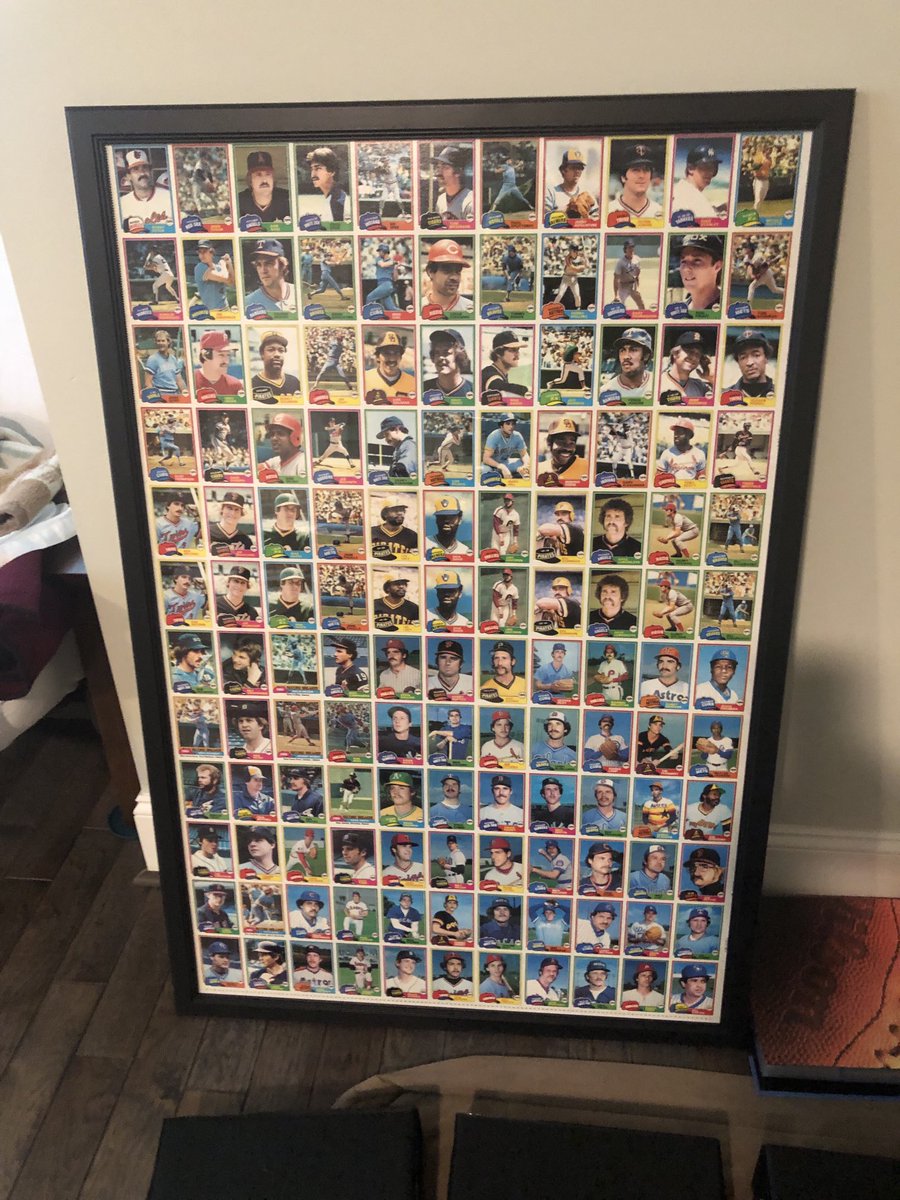 I finally framed my uncut sheet of 1981 Topps cards. Had it in the tube since 1981!! ⁦@delspacefranco⁩ ⁦@WesPothington⁩ ⁦@bmsportscards⁩