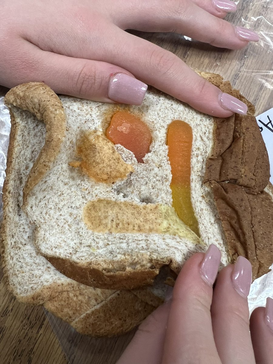 Hands on study of fossilization using gummies to represent ancient bodies, layers of bread to represent layers of sediment & heavy books to represent pressure and time. After a few patient days of waiting, absolutely epic reveal day full of student observations & questions. Best.