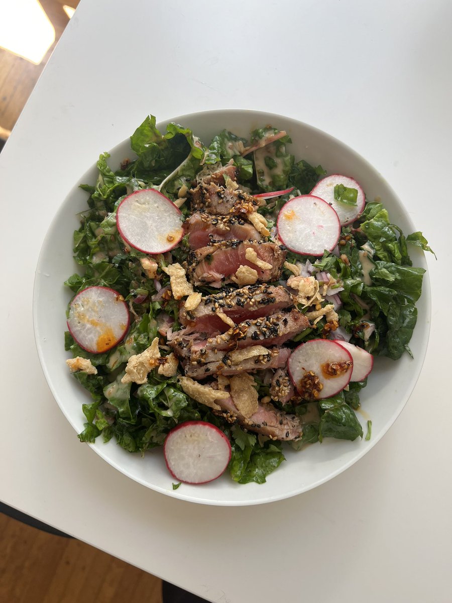 lunch: swisschard salad and seared tuna