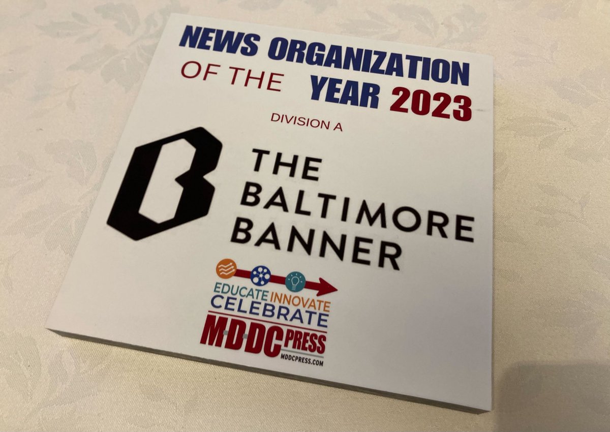 Thank you to @MDDCPress for honoring me with the Rookie of the Year award 🏆 I'm insanely lucky to work with so many amazing colleagues at the @BaltimoreBanner. But biggest thanks is to all of the readers and subscribers who support our work. None of it is possible without you!