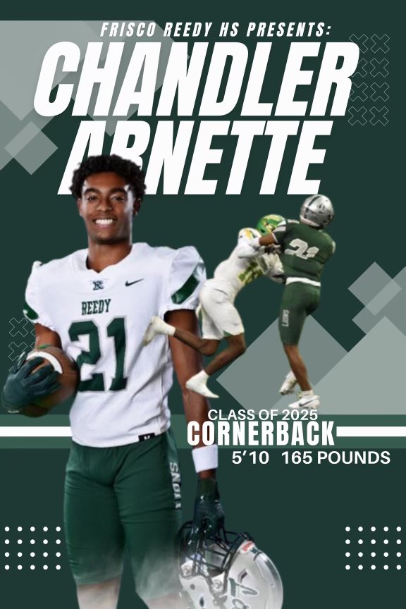 Chandler Arnette (@c_arnette3) on Twitter photo Corner Back
Class of 2025
Fast, Driven and Determined
<a href="/RHS_FBRecruits/">Reedy HS FB Recruiting</a>
<a href="/Coach_Hill2/">Malcolm Hill</a>
<a href="/KellyRecruitLLC/">Kelly Recruiting, LLC</a>
Can’t stop Won’t Stop
#cornersbeingonpoint Corner Back
Class of 2025
Fast, Driven and Determined
<a href="/RHS_FBRecruits/">Reedy HS FB Recruiting</a>
<a href="/Coach_Hill2/">Malcolm Hill</a>
<a href="/KellyRecruitLLC/">Kelly Recruiting, LLC</a>
Can’t stop Won’t Stop
#cornersbeingonpoint
