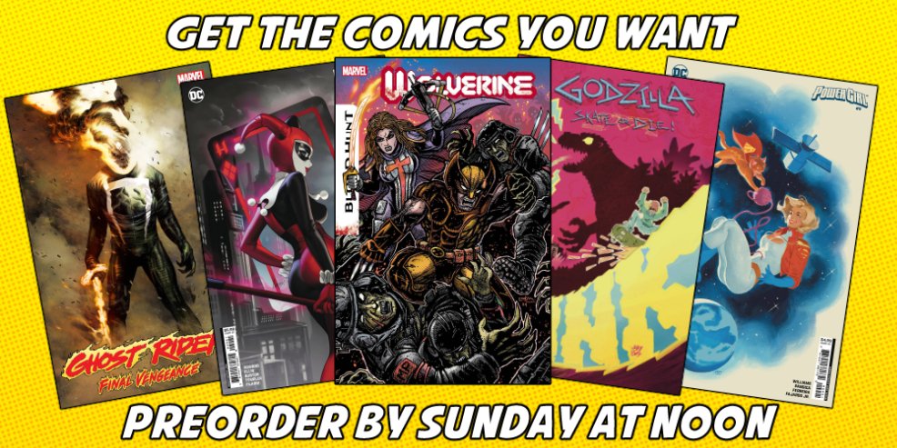 This week's preorders are live! Take a breath at some point this weekend to get your orders in! shop.thecomicsplace.com/pages/weekly-p…