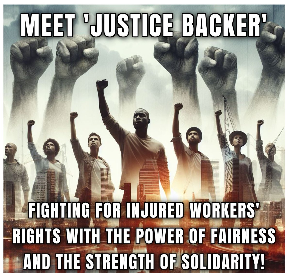 Meet 'Justice Backers, The Warriors' fighting for injured workers' rights with the power of fairness and the strength of solidarity! Together, we can make a difference.  #InjuredWorkers #FairTreatment