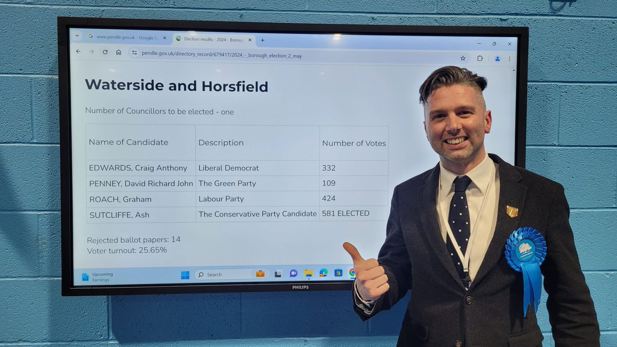Today I was re-elected in Waterside and Horsfield. Thank you to everyone who supported me