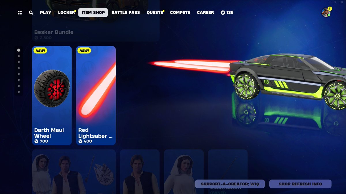 You can currently obtain the Darth Maul Wheels and Red Lightsaber Boost VIA purchasing them in Rocket League, and it's actually cheaper to buy it in Rocket League compared to Fortnite as the wheels are 400 Credits instead of 700 V-Bucks like they are in the Fortnite Shop.