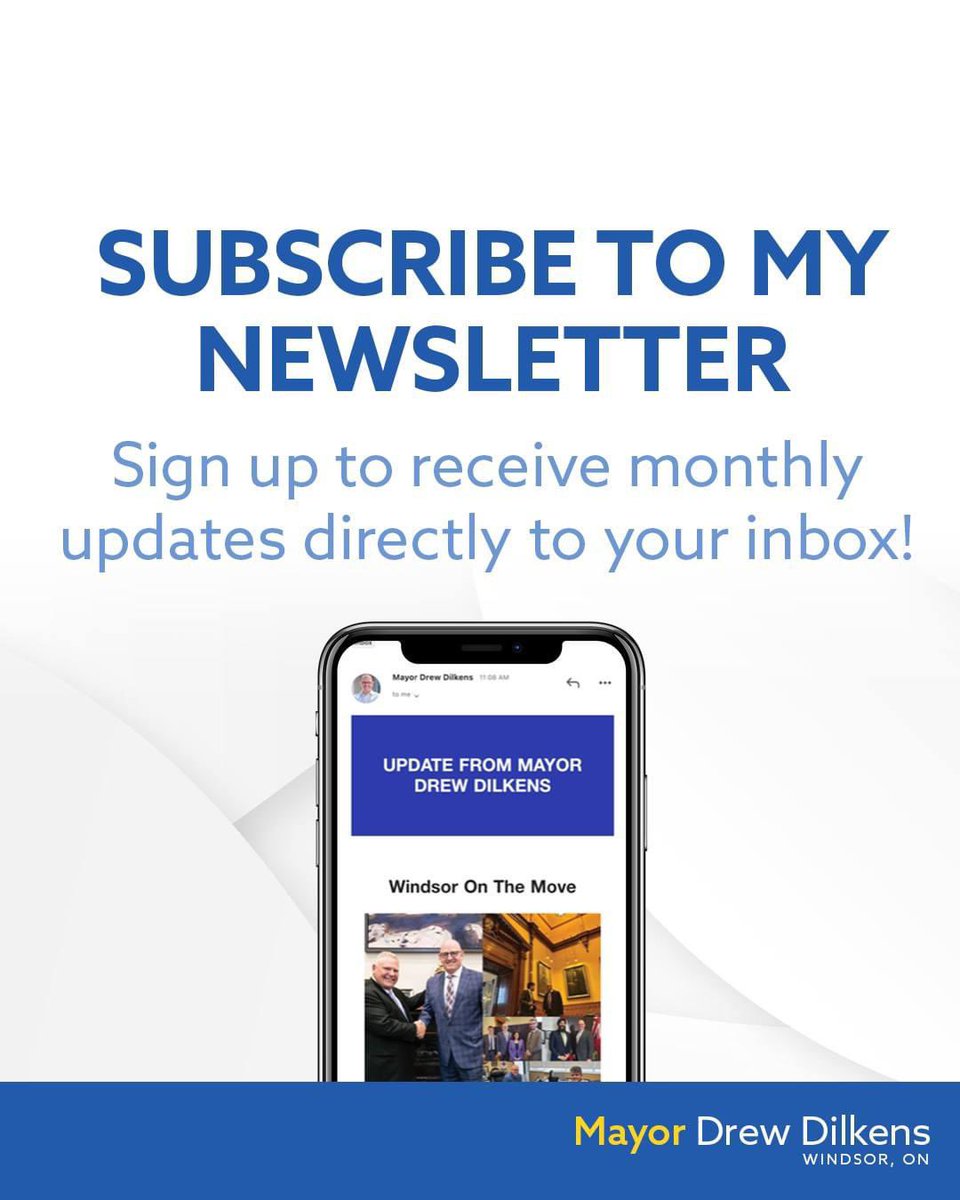 My monthly newsletter will be out this weekend, recapping the events and announcements, projects and initiatives updates from April 2024, along with lots of other timely information delivered directly to your inbox. Please sign up in advance at mayordrewdilkens.ca/sign-up/