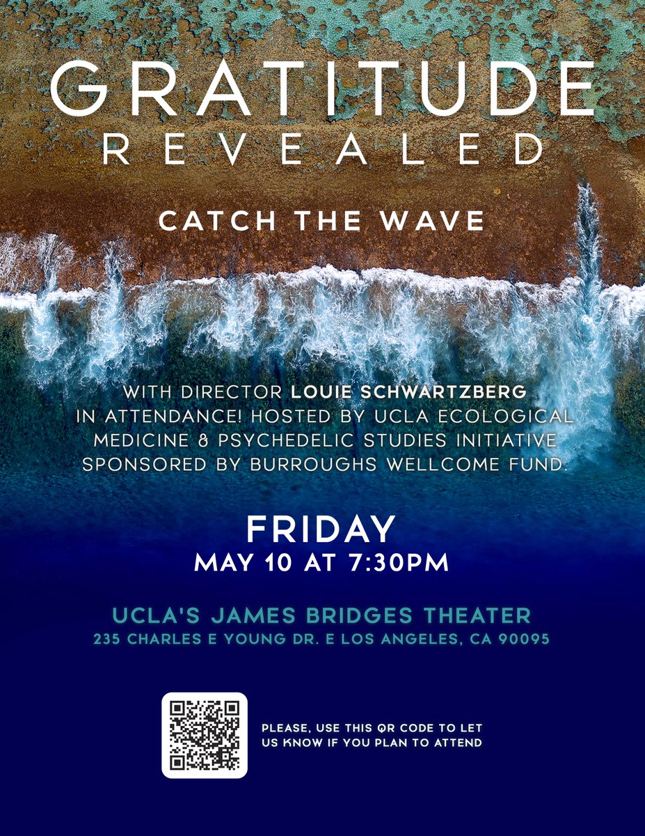 Los Angeles! Don't miss the FREE screening of "Gratitude Revealed" at UCLA on 5/10. Experience this inspiring film, followed by an audience Q&amp;A with director @louiefilms

RSVP now to claim your spot: bit.ly/3JKcacv
#GratitudeRevealed