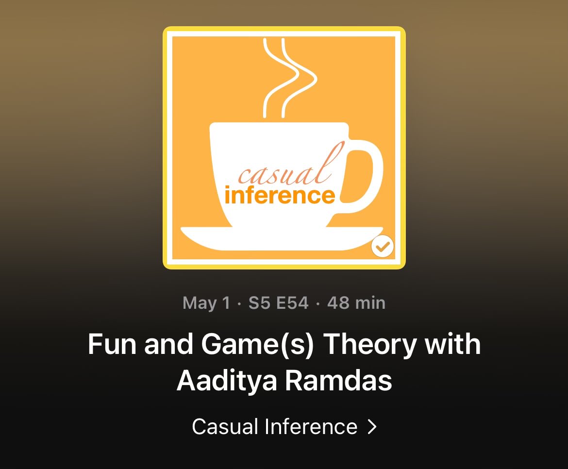 🎙️ Interested in game theory, streaming data, and “anytime-valid” inference? You’ll love our latest episode with Aaditya Ramdas from @CarnegieMellon!
