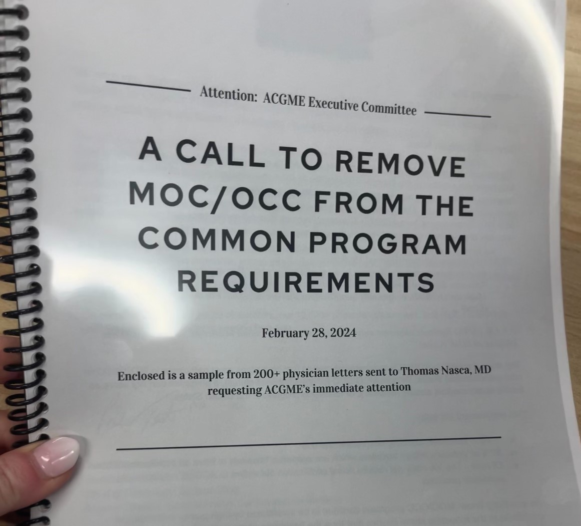 UPDATE: 45 business days ago and counting....still no response from the ACGME... NBPAS thanks the 200+ physicians who asked ACGME to remove MOC from its Common Program Requirements.