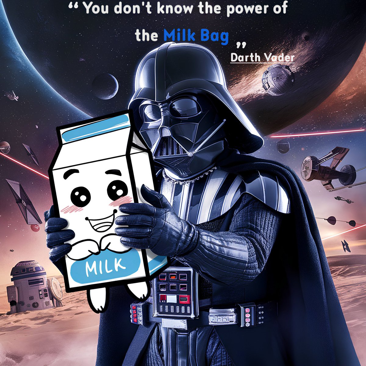 ⚔️“The force is too strong with this one.” -Darth Vader on #milkbag

@MilkbagSol #StarWarsCelebration 
#SolanaMemecoin 
#1000xgem