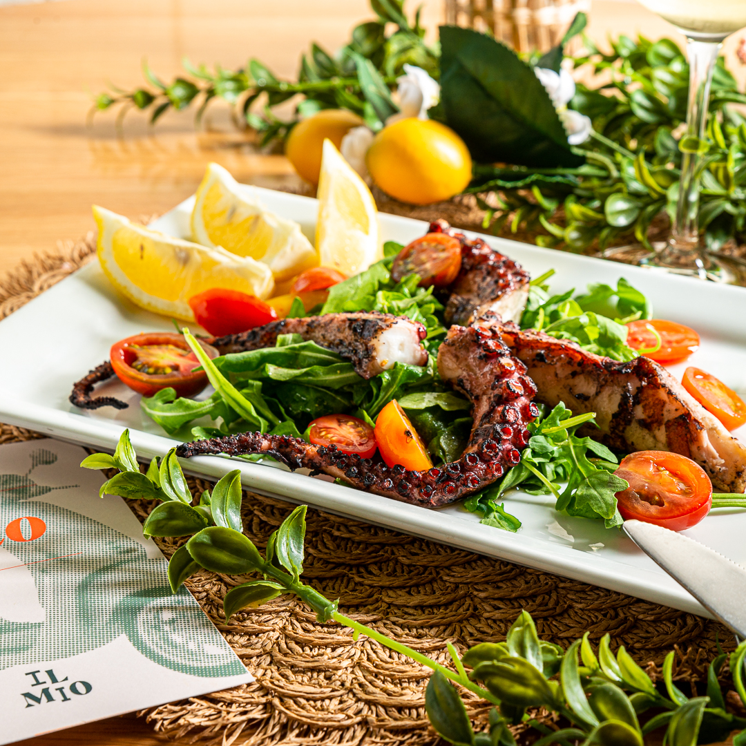 A fresh flavor for spring, our Grilled Octopus! Delicately charred, it's the perfect way to start your dining experience at Il Mio. #GrilledOctopus #ItalianCuisine #SummerFlavors