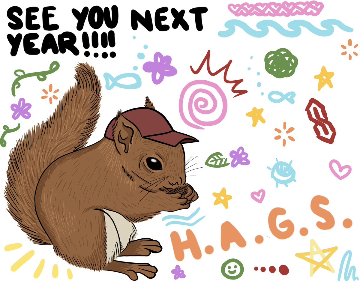 TheSquirrel_SU's tweet photo. insider secret: hidden in the star under “H.A.G.S.” in our back cover art is the initial of the artist (A for amber) aka our graduating head editor :’) https://t.co/Rs0bbRL7jj
