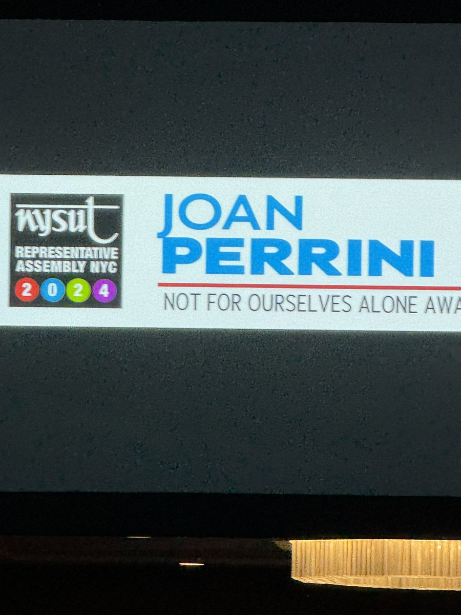 Congratulations Joan Perrini on receiving the 'Not For Ourselves Alone' Award from @nysut at the #NYSUTRA! @FlorenceMcCue @AFTunion @NYSUTTRO