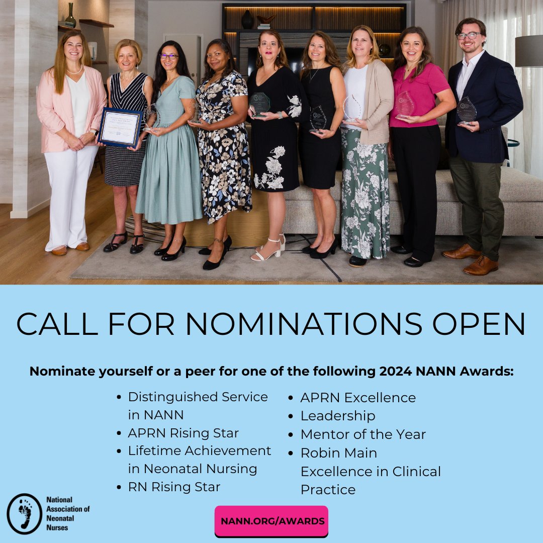 Do good, feel good - recognize the contributions of your fellow neonatal nurses and nominate them for a NANN award! Visit the Awards Page to nominate someone today: nann.org/awards #neonatalnurses #callforawards #nicuawards #nicunurses