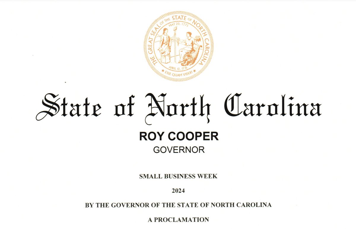 Gov. Cooper has proclaimed April 28-May 4 as Small Business Week in North Carolina. North Carolina has one million small businesses that employ 1.8 million people across our state, providing valuable jobs and strengthening our economy.