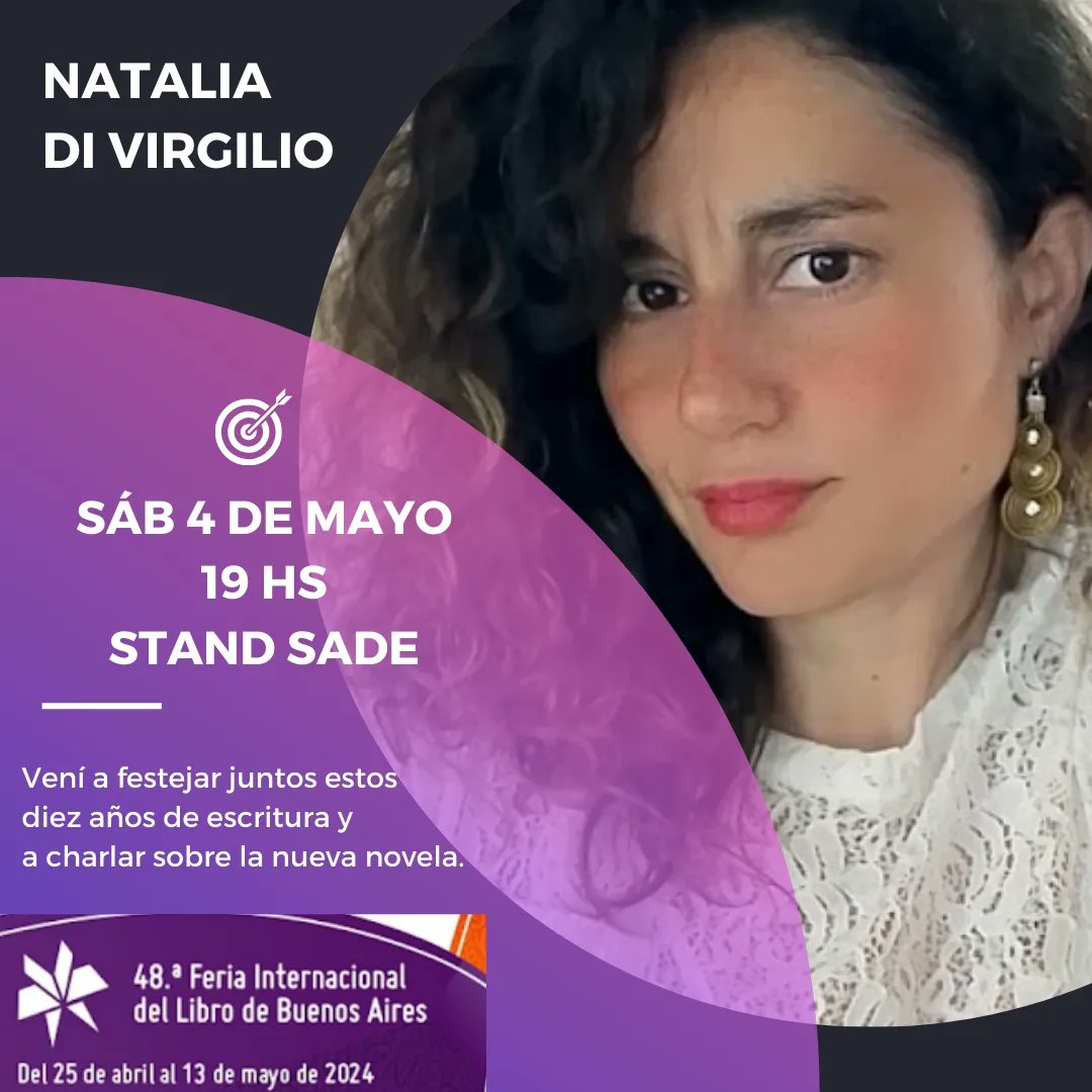 Y llegó el primer día de firmas y abrazos en la Feria♥️
Te espero 
Sábado 4 DE MAYO   
de 19 a 20 HS

En la <a href="/ferialibro/">Feria del Libro</a> Stand 1722 - SADE - Sociedad Argentina de Escritores- 
Pabellón AMARILLO

Vení a festejar juntos esta década literaria y a conocer un adelanto de mi próx novela