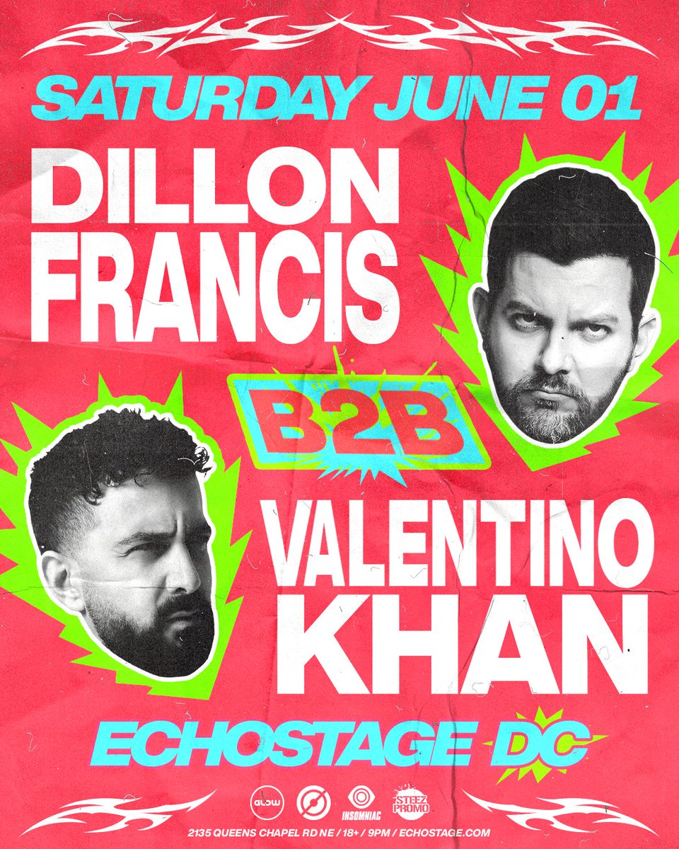 𝗧𝘄𝗼 𝗟𝗲𝗴𝗲𝗻𝗱𝘀 🤝𝗚𝗼𝗶𝗻𝗴 𝗕𝟮𝗕. 🥊 @DillonFrancis goes B2B with @ValentinoKhan on Saturday, June 1st. 𝗧𝗜𝗖𝗞𝗘𝗧𝗦 𝗢𝗡 𝗦𝗔𝗟𝗘 𝗡𝗢𝗪. 🔗 bit.ly/DILLONVK24