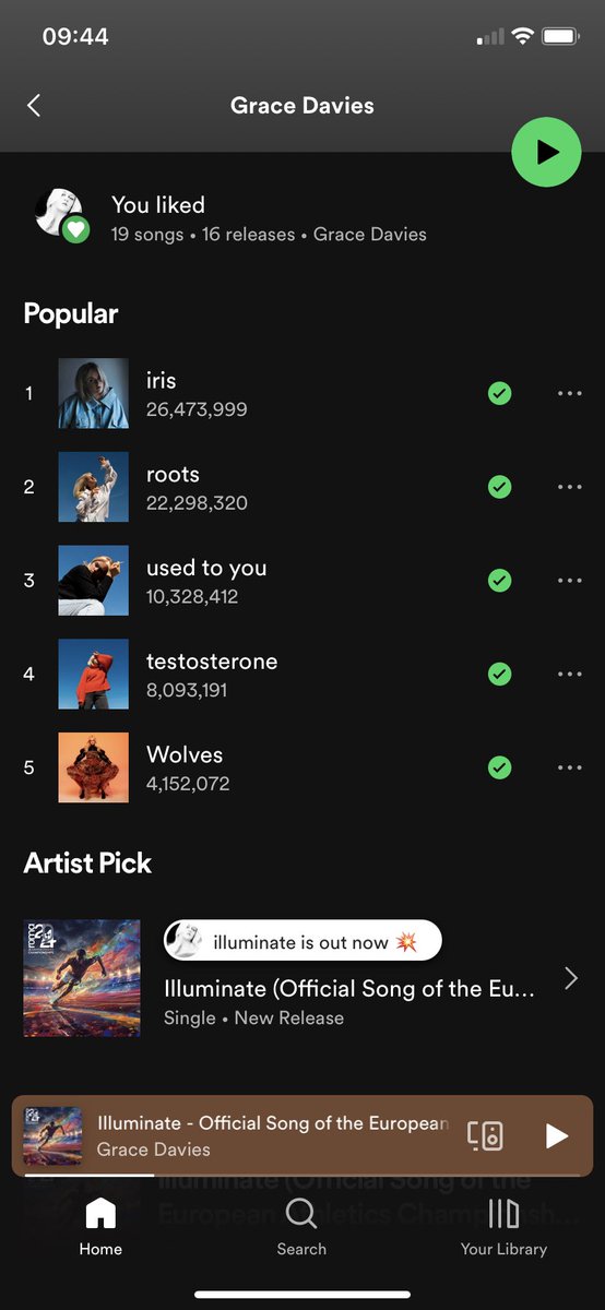 @gracedavies I have a screenshot of your spotify profile on this day for the last 3 years… look at that growth 🥹!!