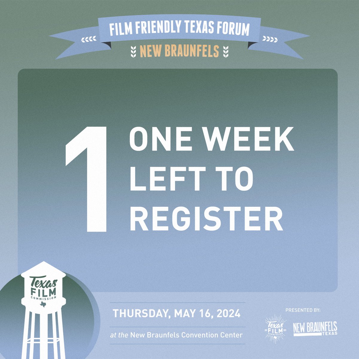 One week left to register for the Film Friendly Texas Forum with the @TexasFilmComm! Sign up at bit.ly/3wk8kDV to learn more about: ☑️Film Friendly Texas program ☑️Digital Media Friendly Texas program ☑️Starting & growing a film festival ☑️Identifying incentives & more!