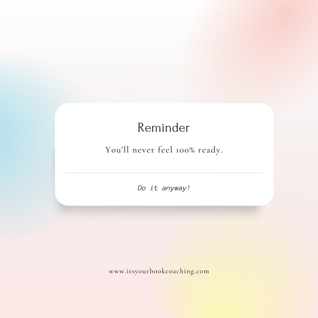 Plunge in, because if you wait for when you feel ready, you never will take the dive.

#amwriting #writingcoach
#writers #writing #aspiringwriter
#author
#writerscommunity #writetip
#writingtips #amediting
#writershelpingwriters
#tipsforauthors
#writingadvice
#writingcommunity