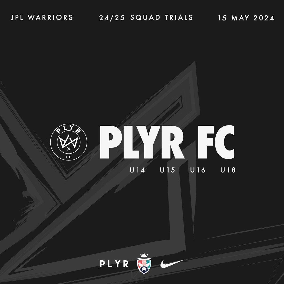 Black &amp; White is taking over. The PLYR FC Girls 24/25 JPL Warriors Squad Trials. Wednesday 15 May. U14. U15. U16. U18. For all the info &amp; to pre-register just head to plyrfa.com. 🤙🏽⚫️⚪️ <a href="/JPL_WARRIORS/">JPL Warriors 🛡️</a> <a href="/thisgirlcan/">McKenzie Poll</a> <a href="/PLYRFootball/">PLYR Football Academy</a>