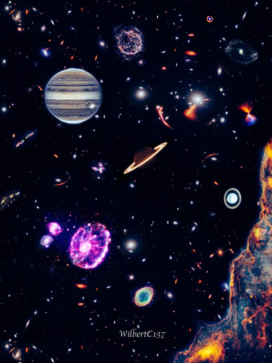 InformaCosmos's tweet photo. Algunas de las mejores fotografías tomadas por el Telescopio Espacial James Webb (JWST) en una sola imagen.

Créditos de la composición: WilbertC137 https://t.co/2t76DOLKZh