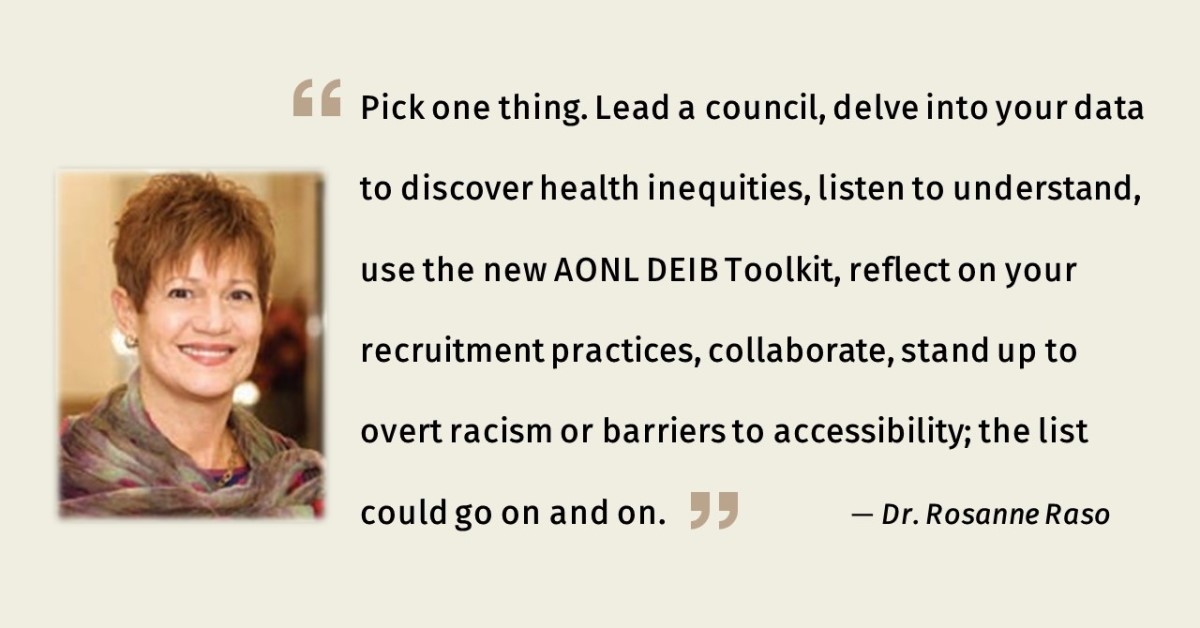 Nursing Management (@nurmgt_online) on Twitter photo #DEI, #DEIB, #JEDI, #IDEA: Don’t let the changing lingo distract you from the task at hand. For Nurses Month, Dr. Raso calls on #NurseLeaders to commit to one action to actively confront racism and advance policies. #NurseManagers #dei #justice <a href="/nurseraso/">Rosanne Raso</a>
ow.ly/j9yu50RvQr5 #DEI, #DEIB, #JEDI, #IDEA: Don’t let the changing lingo distract you from the task at hand. For Nurses Month, Dr. Raso calls on #NurseLeaders to commit to one action to actively confront racism and advance policies. #NurseManagers #dei #justice <a href="/nurseraso/">Rosanne Raso</a>
ow.ly/j9yu50RvQr5