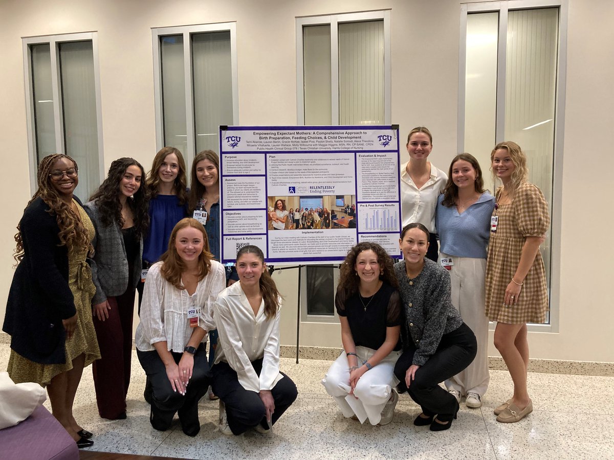 TCU nursing students partnered with Catholic Charities Fort Worth's Gabriel Project this Spring! Led by Prof. Maggie Higgins, they taught classes on Nutrition, Child Development, & Empowered Birth. Grateful for their dedication & excited to continue this partnership next Fall!