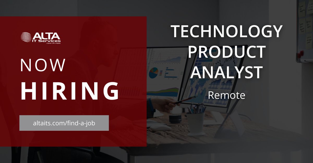 ALTA IT Services is #hiring a Technology Product Analyst for #remote work. 
Learn more and apply today: ow.ly/3VQg50RvX2y
#ALTAIT #RemoteWork #ProductAnalyst #SoftwareEngineering #IAMSystemsAnalyst #AgileMethodologies #SAFe #Scrum #Kanban