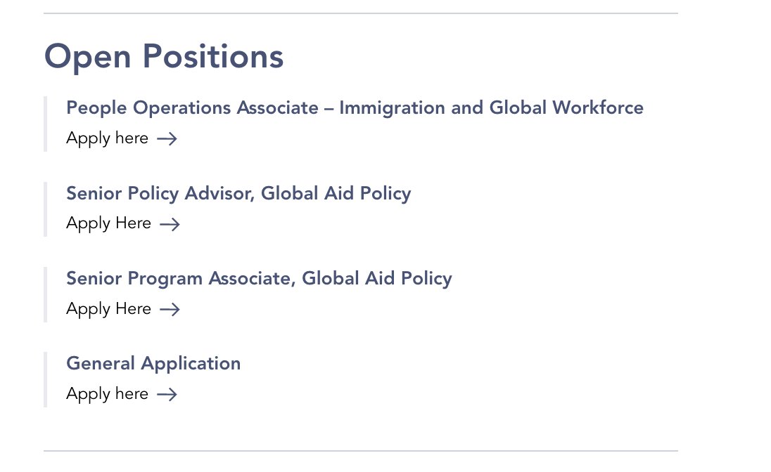 We’re still hiring for our Global Aid Policy + Immigration and Global Workforce teams! The deadlines are 05/12 and 05/15, respectively. See our careers page for more info: openphilanthropy.org/careers/ And please share widely — we'll offer you a reward if you refer someone we hire.…
