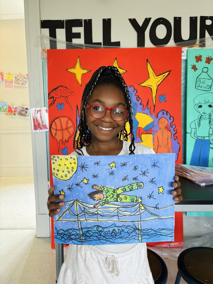 🧑‍🎨Congratulations to our April Artists of the Month! 👩‍🎨
3rd graders created a self portrait flying through NOLA inspired by Faith Ringgold's book 'Tar Beach.' 4th and 5th graders created cityscapes, 6th and 7th graders  collaborated on a special project with the artist, JADE.