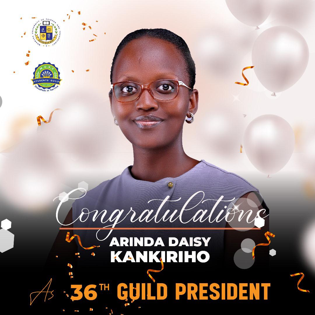 Congratulations to @daisy_arinda Kankiriho on your election as the 36th Guild President of and 3rd female Guild President @MbararaUST.
H.E Arindam Kankiriho is a second-year Civil Engineering student from @FAST_MUST.