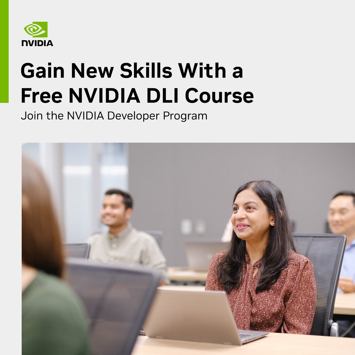 🎓 Quickly grow your #AI skills with a complimentary NVIDIA Deep Learning Institute course when you join our developer program. #techtraining ➡️ nvda.ws/44k5nzT