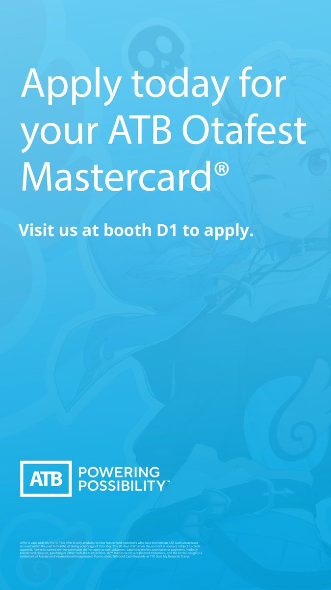 The all New Otafest ATB Mastercard is here! Don’t miss your chance to get this exclusive MyPic ATB Mastercard! 

Visit the @ATBfinancial team in the Exhibitors Hall, Booth D1!