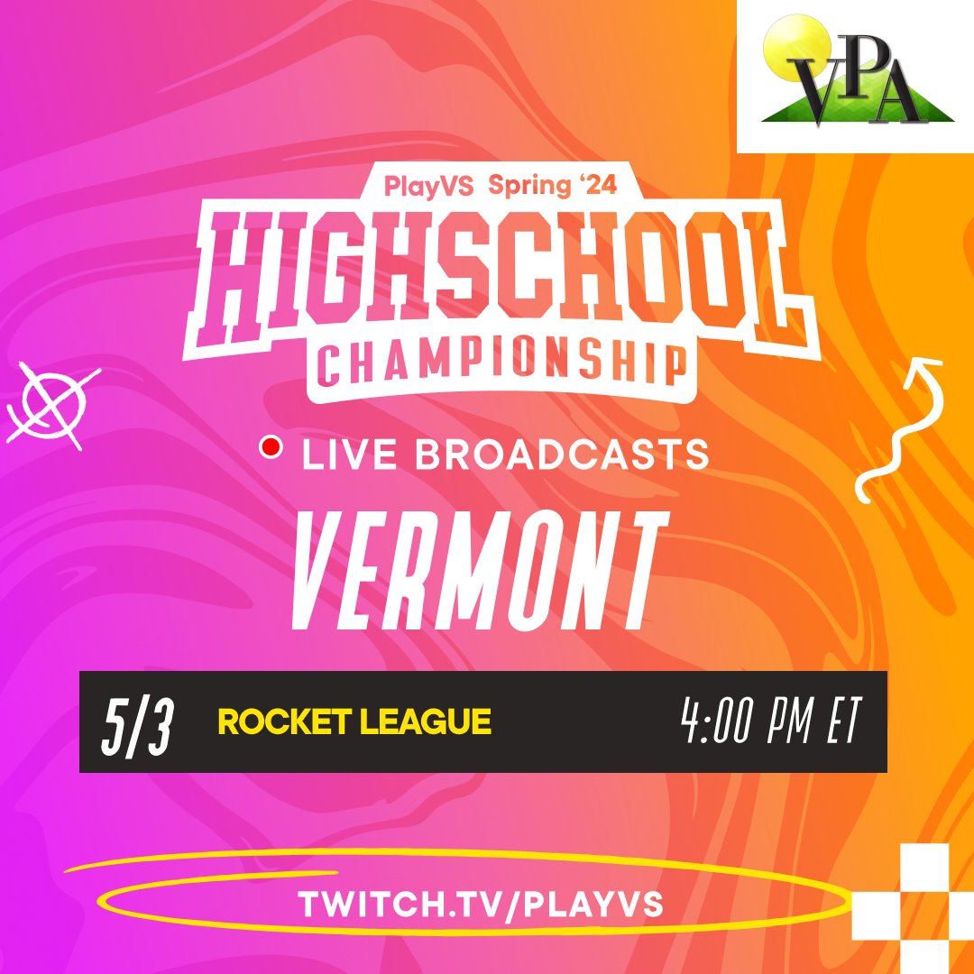 VERMONT! @vpasports Wrapping up the PlayVS '24 Spring HS Championships with Rocket League twitch.tv/playvs