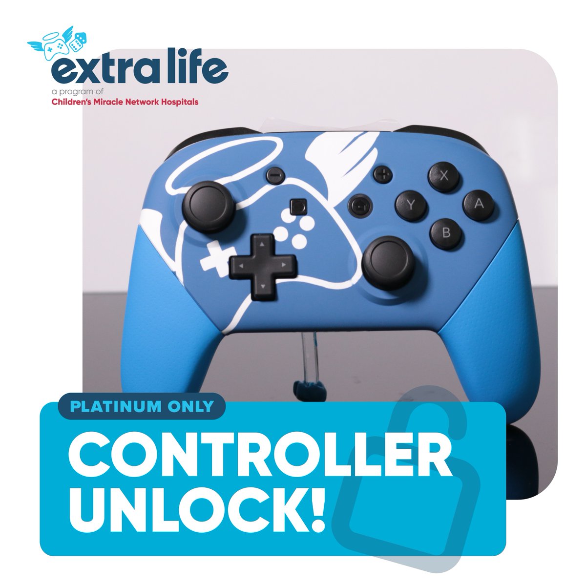 Controller Unlock: PLATINUM ONLY! 🎮 Raise $2,000 by the end of 2024, & you'll qualify for an #ExtraLife Controller (in collab with @ControllerChaos)! 📦 Shipping will start around mid-2024. Let's level up our fundraising game! 💪 Sign up for #ExtraLife: cmnh.co/0p3