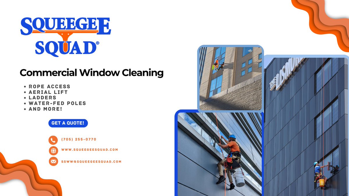 Experience the difference with Squeegee Squad's Commercial Window Cleaning service! We're fully equipped and trained to deliver top-notch service to our customers. Contact us for a free estimate! (715) 255-0770 bit.ly/ssww-estimate
#squeegeesquad #commercialwindowcleaning